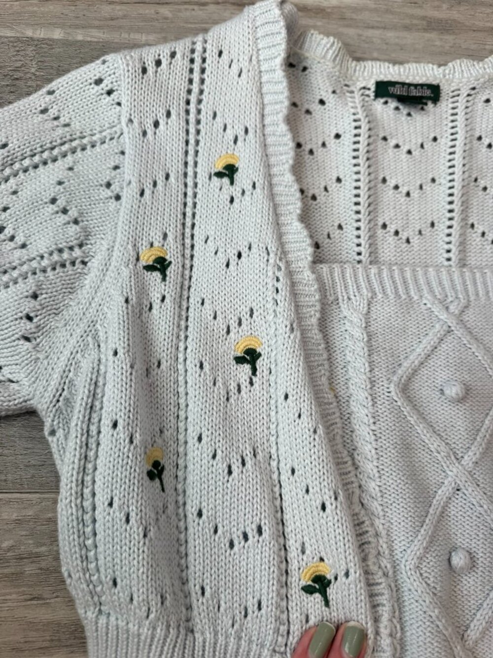 Wild Fable blue floral embroidered crop sweater set cottagecore size medium J26 - Picture 3 of 14